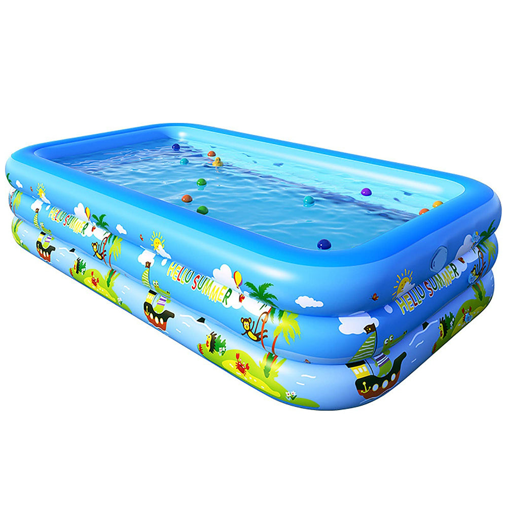 Large Inflatable Family Pool 98 x 64 x 23 Thickened Durable PVC Kiddie and Adult Backyard Swimming Pool