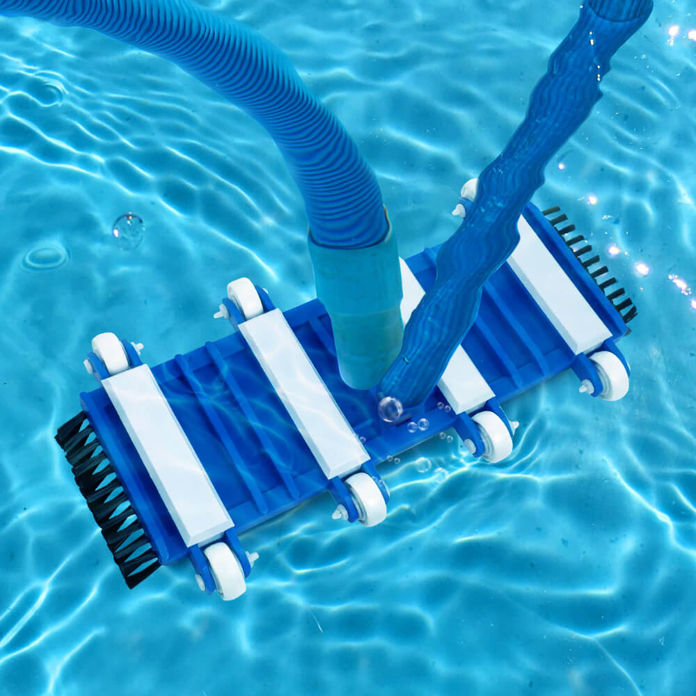 Pool Vacuum Head with Wheels Heavy Duty 14 Inch Pool Vacuum Head with Swivel Handle for Above Ground and Inground Pools
