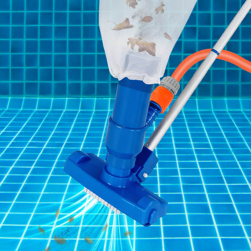 Portable Pool Vacuum Jet Cleaner with Brush and 49 Inch Pole Handheld Vacuum Head