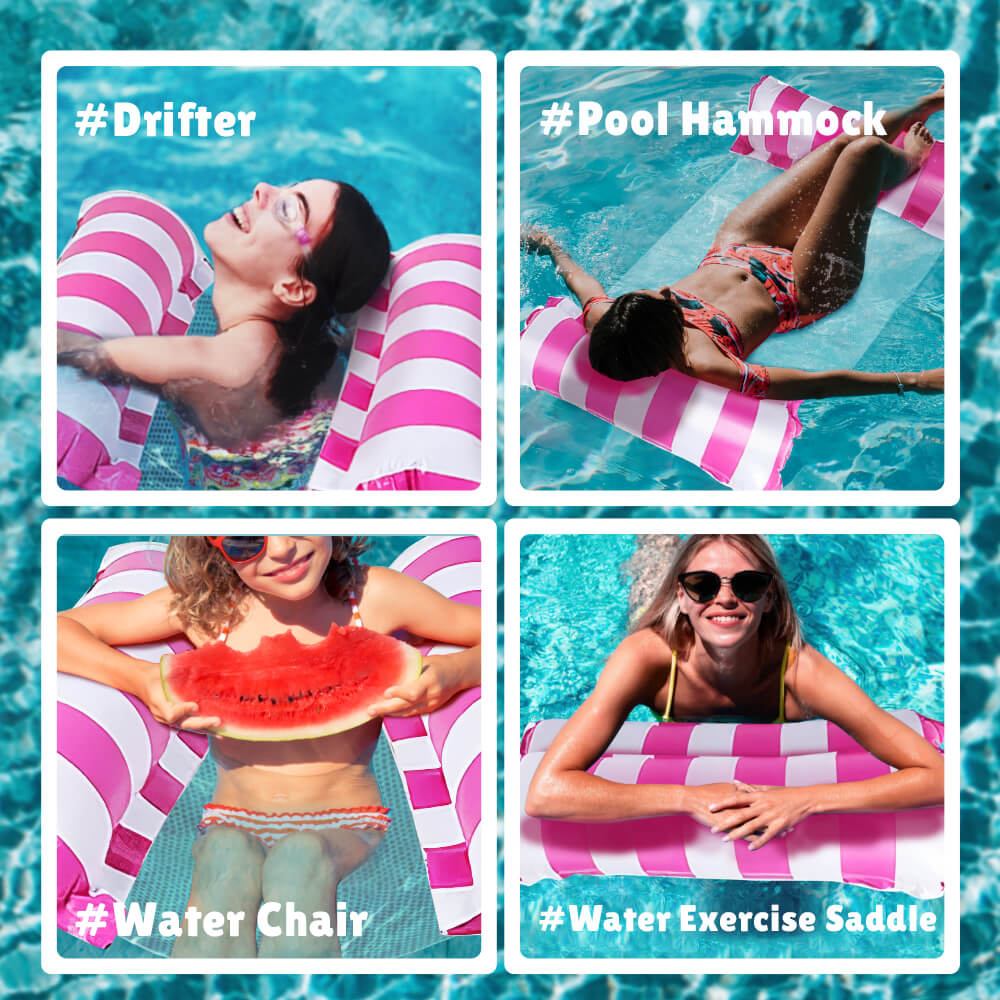 2 Pack Inflatable Pool Floats Hammock 4 in 1 Multi Purpose Water Hammock for Pool and Beach
