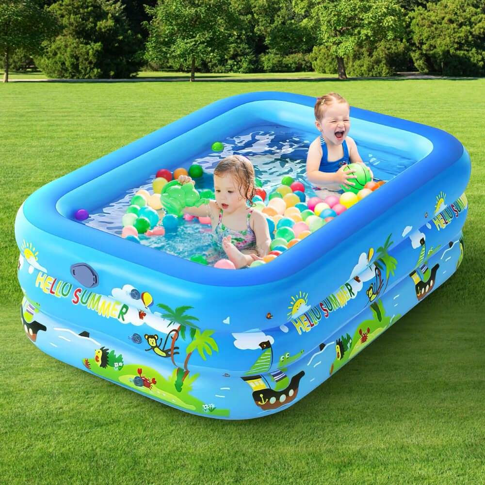 Large Inflatable Family Pool 98 x 64 x 23 Thickened Durable PVC Kiddie and Adult Backyard Swimming Pool