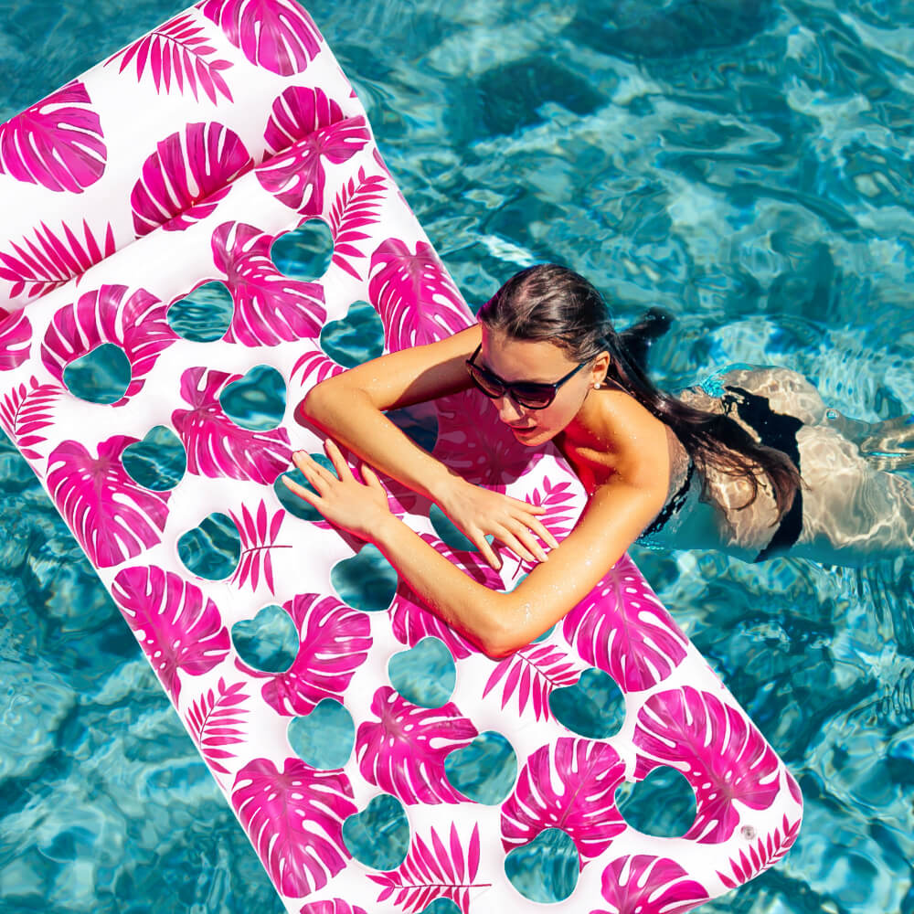 Inflatable Pool Floats Raft with Headrest for Adults Cooling Pool Float Lounger