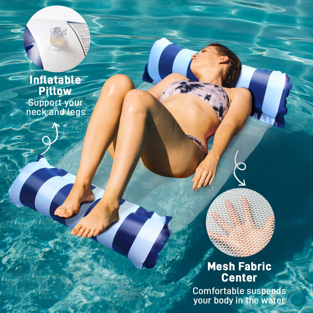 2 Pack Inflatable Pool Floats Hammock 4 in 1 Multi Purpose Water Hammock for Pool and Beach