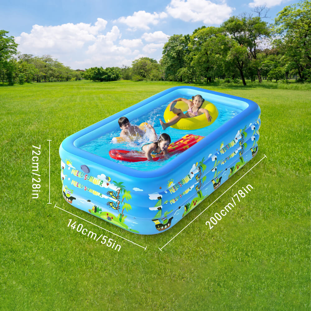 Inflatable Pool 98'' x 65'' x 23'' Full-Sized Family Pools Thickened Lounge Pool