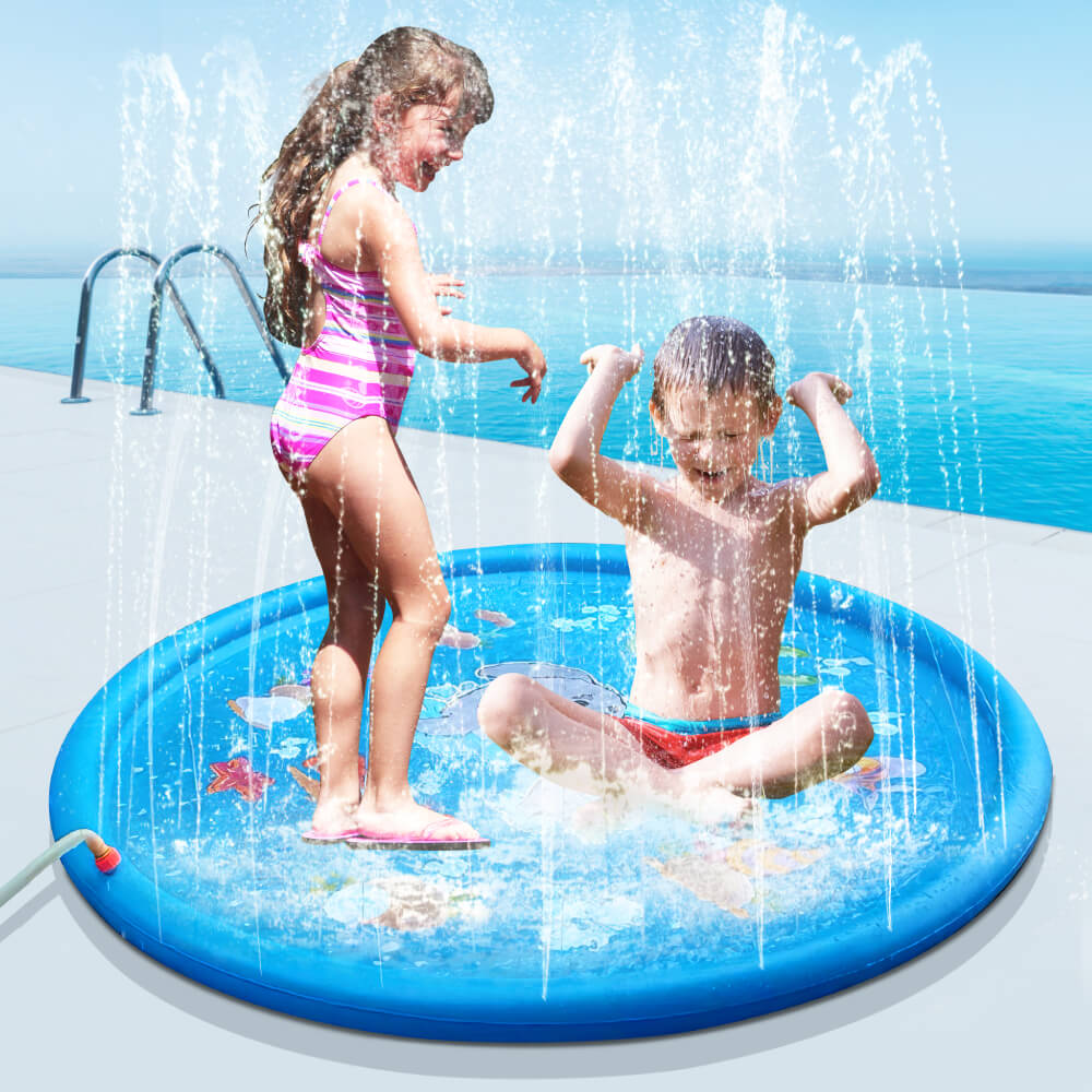 Splash Pad 39.37 inch Outdoor Inflatable Water Spray Mat for Kids & Pets
