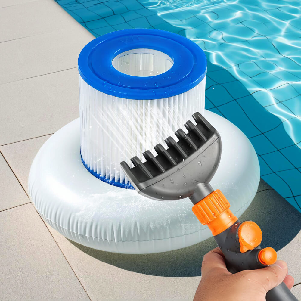 Pool Filter Cartridge Cleaner Tool with 6 Powerful Water Jets Quickly Cleans Filter Dirt