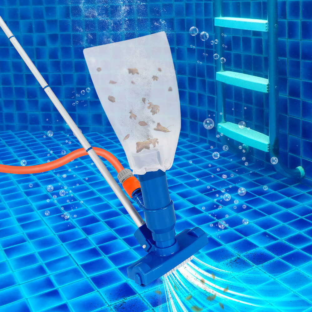 Pool Vacuum Jet Underwater Cleaner with Brush & 49" Pole Handheld  Pool Vacuum Head
