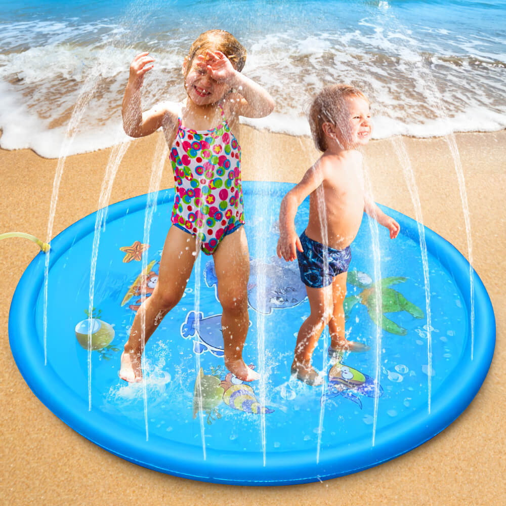 Splash Pad 39.37 inch Outdoor Inflatable Water Spray Mat for Kids & Pets