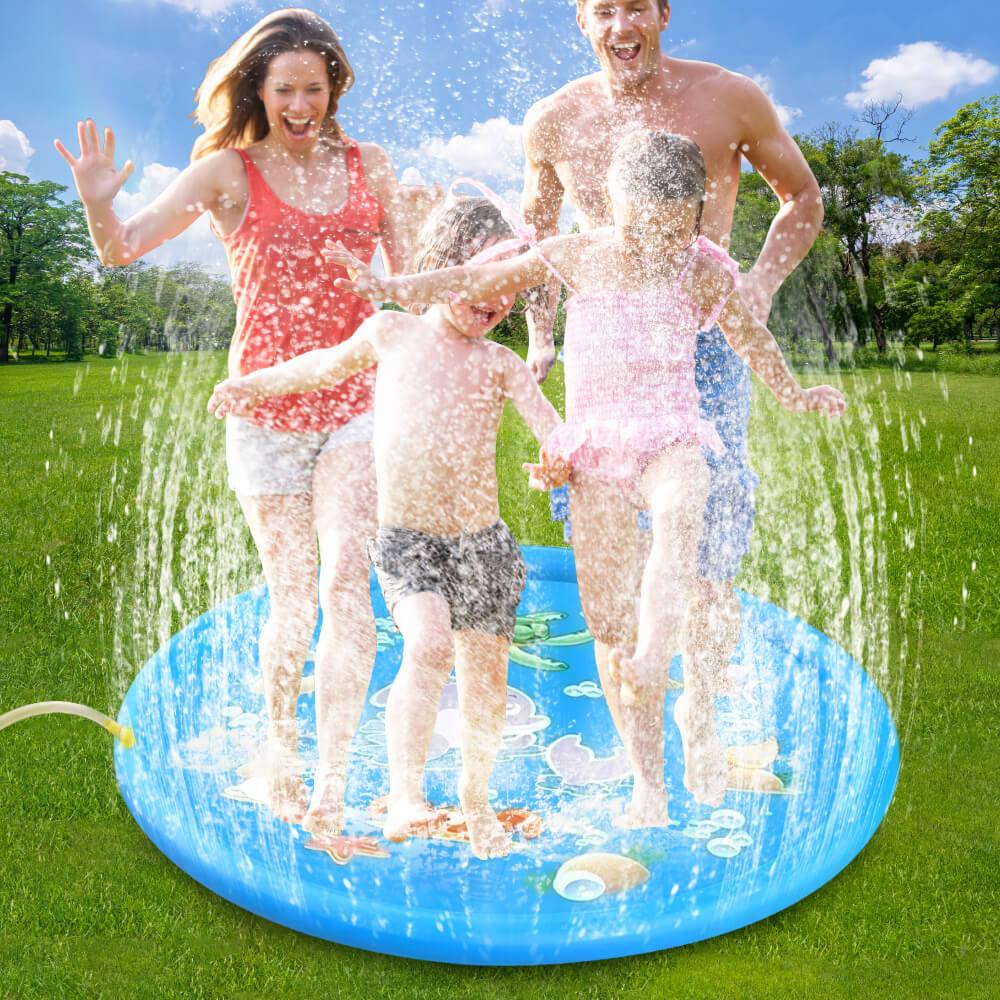Splash Pad 39.37 inch Outdoor Inflatable Water Spray Mat for Kids & Pets
