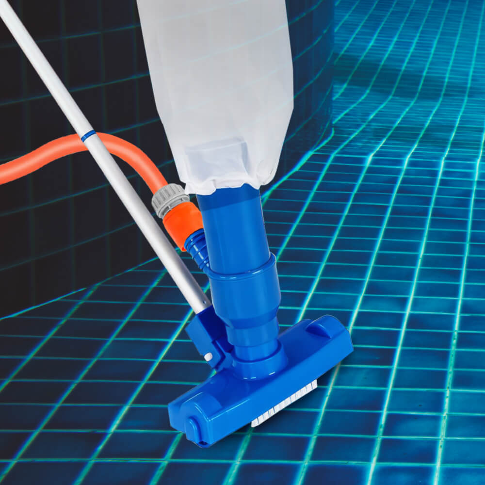 Pool Vacuum Jet Underwater Cleaner with Brush & 49" Pole Handheld  Pool Vacuum Head
