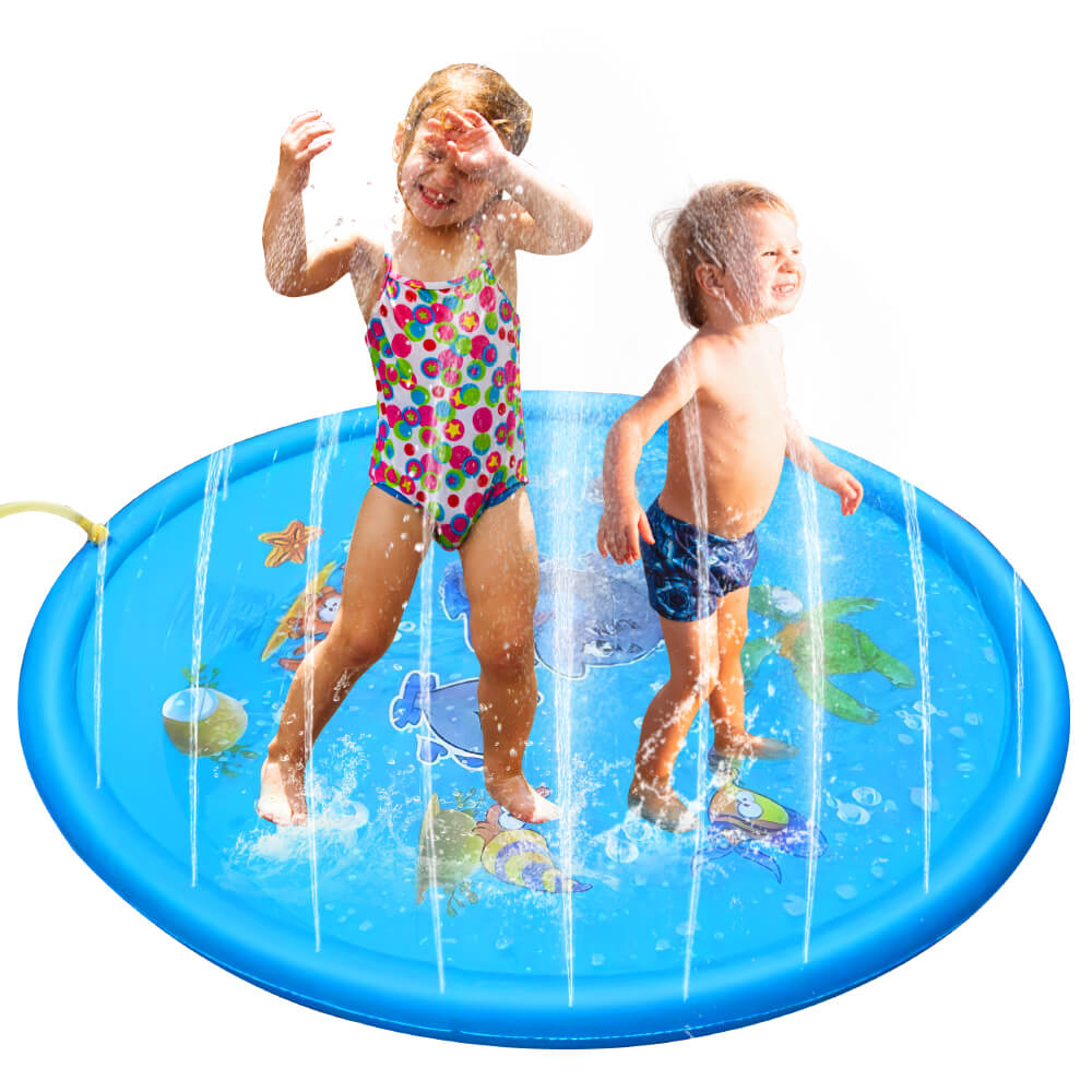 Splash Pad 39.37 inch Outdoor Inflatable Water Spray Mat for Kids & Pets