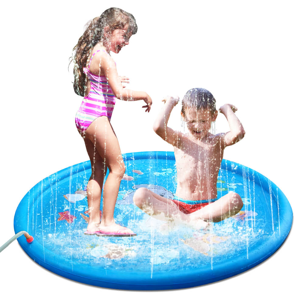 Splash Pad 39.37 inch Outdoor Inflatable Water Spray Mat for Kids & Pets