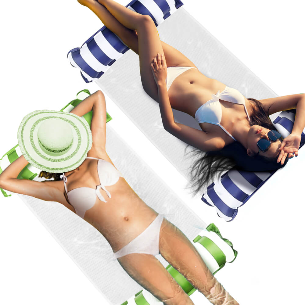 2 Pack Inflatable Pool Floats Hammock 4-in-1 Multi-Purpose Pool Floating Toys